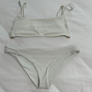 White Ribbed Bikini Set